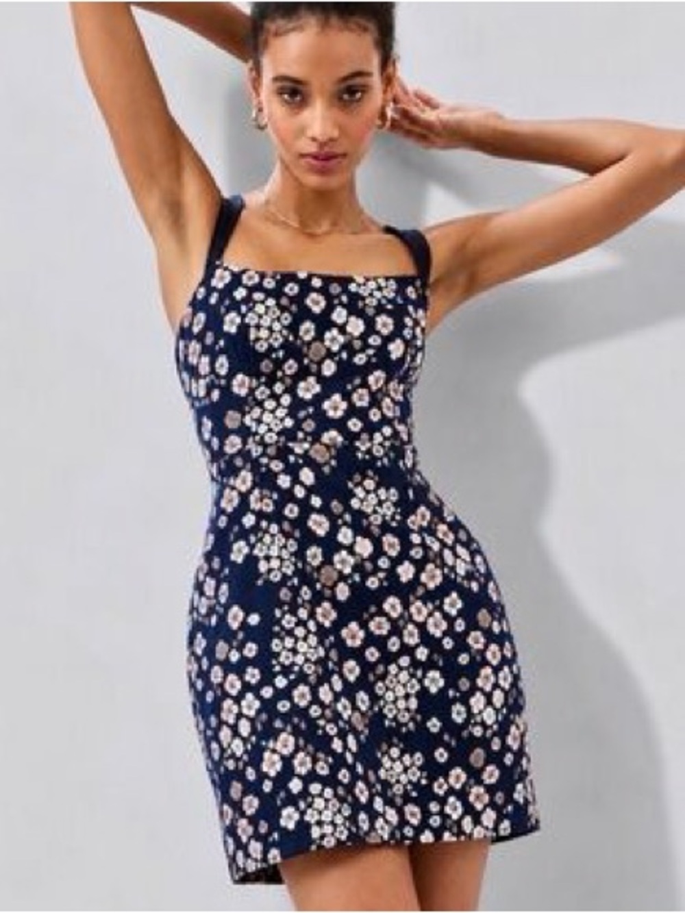 Anthropologie MAEVE Metallic Floral Jacquard Brocade Dress Size 8